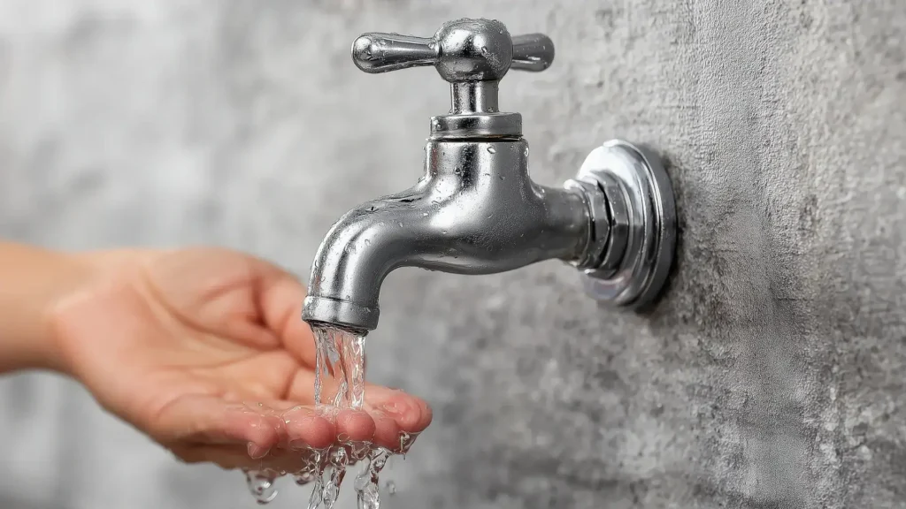 Weak water flow from bathroom faucet showing low water pressure