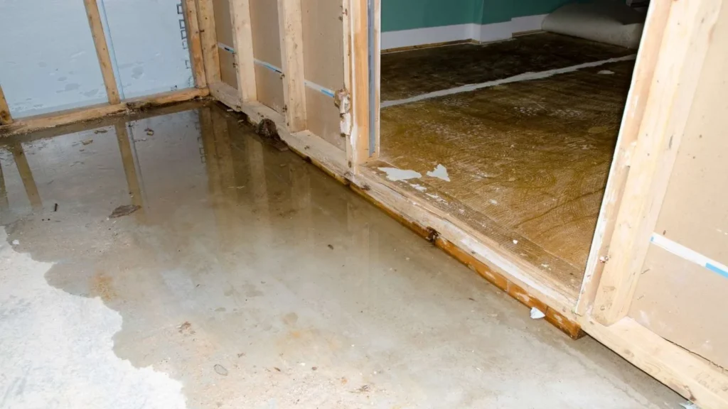 Water pooling on floor near wall from possible slab leak